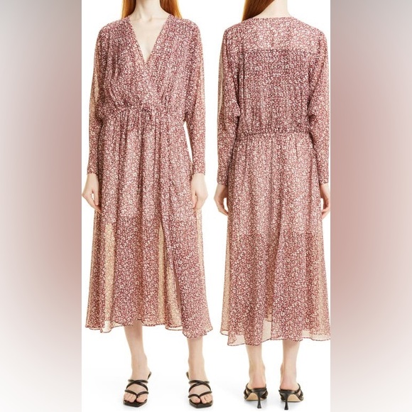 TED BAKER London Vallyy Floral Long Sleeve Drape Dress Size 6/US 16-18 NWT $340 - Picture 2 of 7